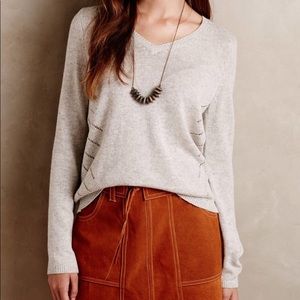 Moth Anthropologie Heather Gray Tie Back Sweater